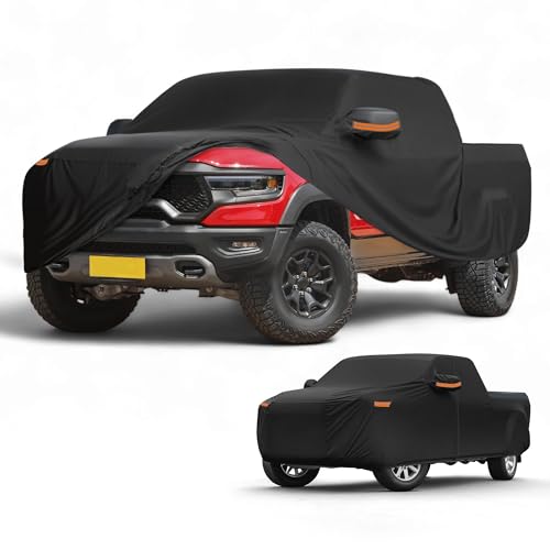 Image of Car Cover Waterproof All Weather Sun Rain Protection Full Exterior Cover for Dodge for Ram Black with Left Side Zippers