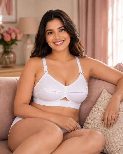 Image of SONA Women's Moving Cotton Full Coverage Non Padded Cotton Straps Bra | Breathable Fabric Pure Cotton Adjustable Straps All-Day Wear