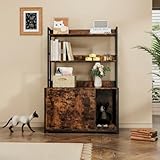 GarveeLife Cat Litter Box Enclosure with Storage Shelves | Hidden Cat Furniture Cabinet 52'' Large Hidden Cats Furniture for Most Litter Box, Wood Enclosed Dog Proof Cat Kitty Cabinet with Scra Brown