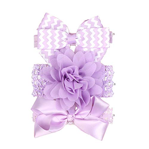 SETROVIC Baby Headbands Elastic Hair Accessories, 3-Pack Bows Child Hairbands for 0-24 Months, Soft & Elastic, Ideal for Newborn, Toddler and Children, Girl Gift