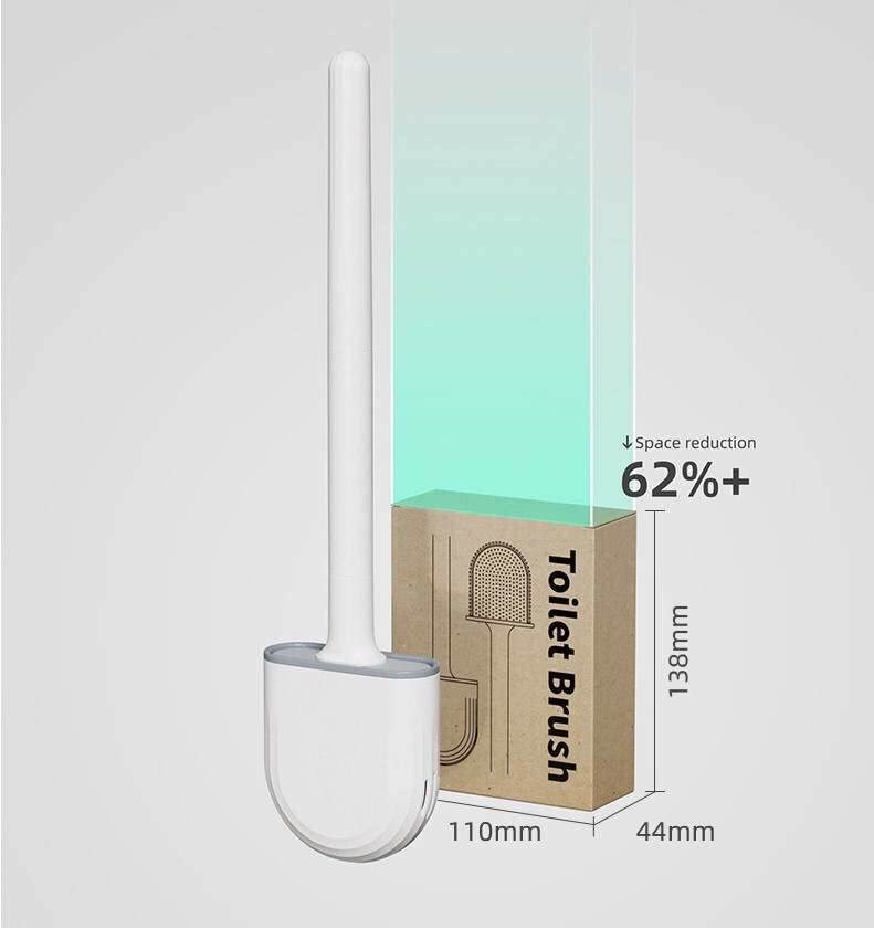 Toilet Brush and Holder Set, Bathroom Cleaner Brush Toilet Cleaner Holder Set, Flexible Toilet Bowl Brush Head with Silicone Bristles, Compact Size for Storage and Organization,, White - Image 2