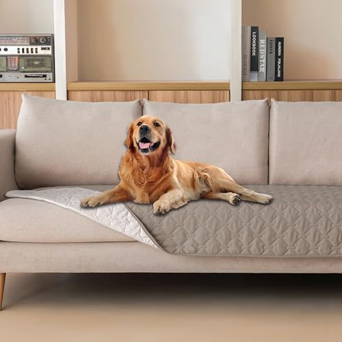 Image of gogobunny 100% Double Sided Waterproof Dog Blanket Soft Pet Bed Cover Reversible Protect Furniture Couch Sofa Car for Puppy Cat Kids (Dark Stone /Light Stone, 30x90 Inch (Pack of 1))