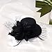 Fumwase Flower Mini Top Hat Hair Clip Small Tea Party Hats Fancy Hats with Clip Fascinators Headwear for Women Ladies (Polyester Fibre, Black)