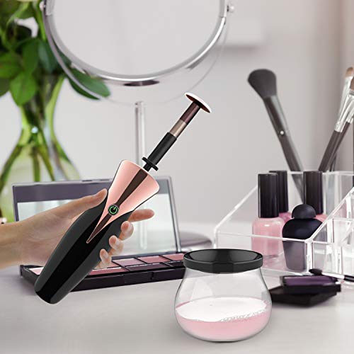 Senbowe Upgraded USB Makeup Brush Cleaner and Dryer Machine, Electric Cosmetic Automated Makeup Brush Spinner, Cleaning Solution Tool, 13 Collars, Wash and Dry in Seconds, Rechargeable Brush Cleaner - Thumbnail 5