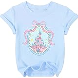 Magical Shirt for Girls Magic Kingdom Graphic Tshirt Cute Family Vacation Kids Short Sleeve Tops Blue