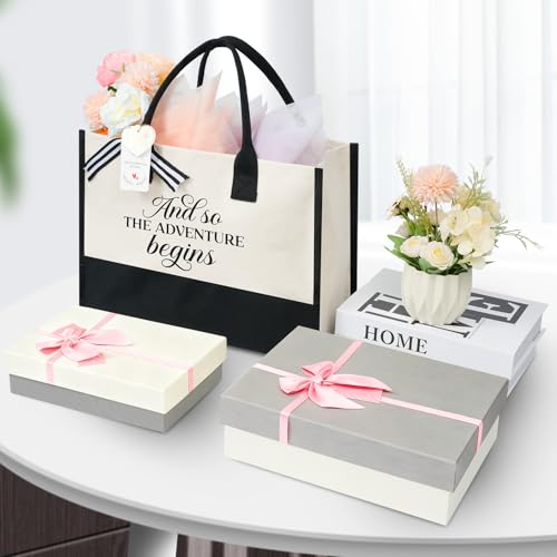 Image of BAGAIL Initial Tote Bag, Personalized Birthday Gifts for Women, Teacher, Friends, Mom, Wedding, Monogrammed Beach Bag