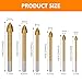 HOMEIDOL 6pcs Masonry Drill Bits, Titanium Coated Glass Drill Bits Set 4 Cutting Edges Cross Spear Head Drill for Ceramic Tile Marble Mirror and Glass, 4mm 5mm 6mm 8mm 10mm 12mm