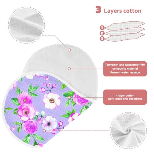 Pink Watercolor Blooms Muslin Baby Burp Cloths - Super Absorbent and Soft Burping Rags - Cotton Burp Clothes Set for Boys and Girls, 4 Pack3