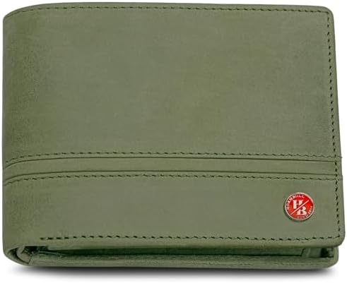 HORNBULL Denial Olive Green Genuine Leather Purse for Men | Leather Mens Wallet with RFID Blocking | Valentine's Day Gift Wallet for Men