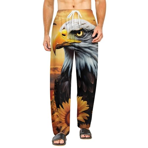 Sunflower Bald Eagle Unisex Pajama Pants Soft Sleep Bottoms Lounge Pants Trousers Homewear Sleepwear