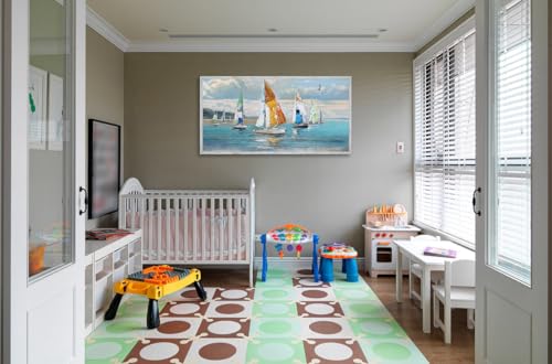 Ardemy Sailboat Canvas Wall Art Large Framed Nautical Pictures Wall Decor Living Room Coastal Paintings Ocean Textured Artwork Bedroom Dining Room Home Office, 48"x24" - Image 5