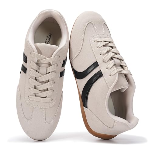 Project Cloud Barefoot Shoes Women – Memory Foam Lace-Up Womens Sneakers – Lightweight & Non Slip Womens Shoes Casual – All-Day Women's Fashion Sneakers for 2025 (Goal, Whit, 7.5) White