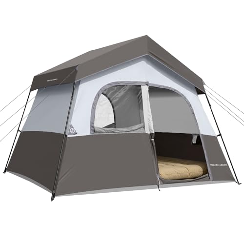 Image of HIKERGARDEN 6-8 Person Camping Tent - Portable Family Cabin Tent for Camp, Windproof Fabric Camp Tent Outdoor for Hiking, Backpacking, Traveling