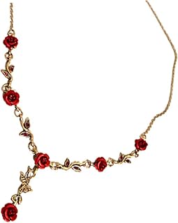 Colar De Corrente De Clavícula Feminino Colar De Flores Rosas Colar De Pingente Para Mulheres Joias De Flores Rosas Gargantilha De Strass Joias Femininas J Colar Para Mulheres