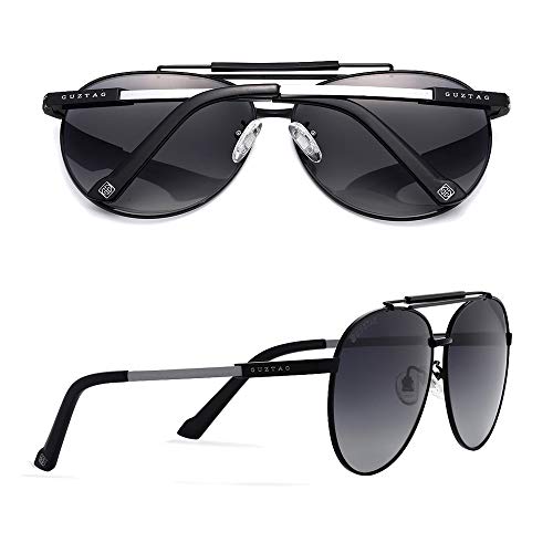 GUZTAG Classic Aviator Sunglasses for Men Polarized Sunglasses 100% UV Protection Aluminum Frame (black gray)4