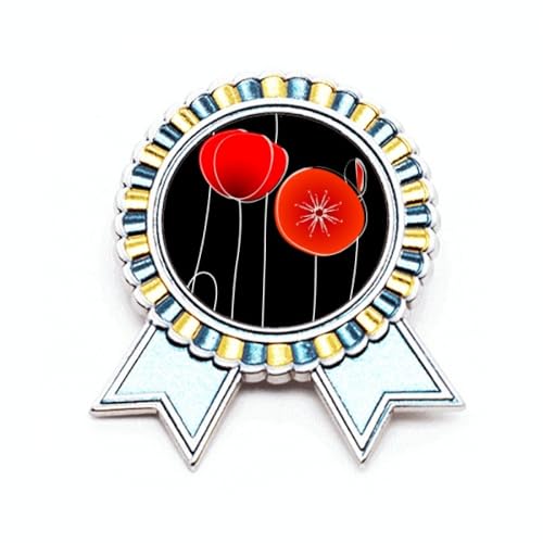 Broche cercle rouge fleurie en métal M pour sublimer vos tenues de bureau