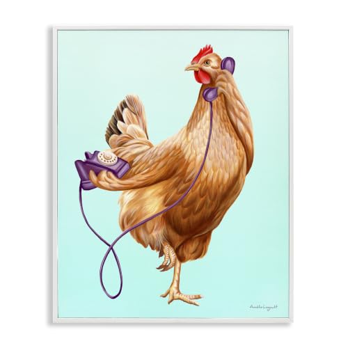 Chicken Hen Bird Rotary Phone, 11 x 14 Inch Framed Giclée Print