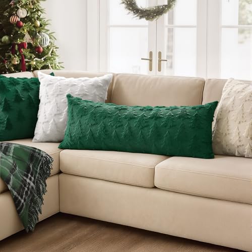 Image of MIULEE Christmas Throw Pillow Cover Dark Green 14x36 Lumbar Body