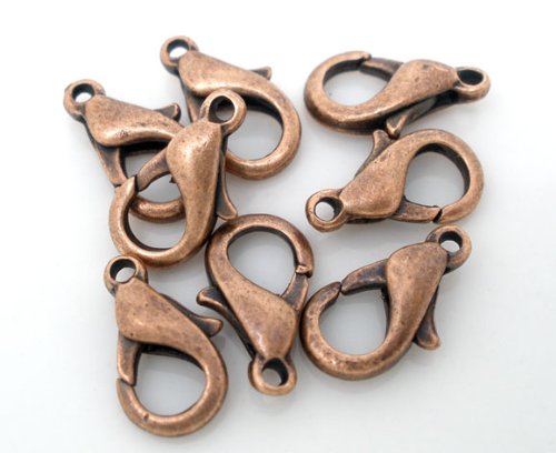 PEPPERLONELY Brand 100PC Antiqued Copper Lobster Clasps 12x6mm