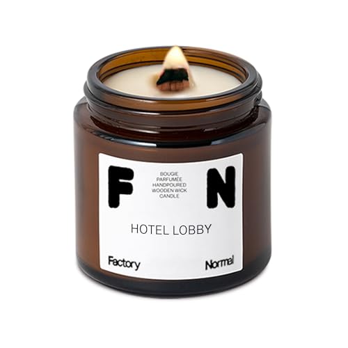 Factory Normal Scented Soy Candle with Wooden Wick | Amber Jar Crackling Candle | Perfume Aroma Healing Gift (4oz, Hotel Lobby)