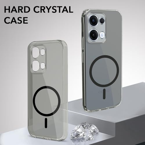 Image of Jkobi Lifetime Anti-Yellow MagSafe Compatible Clear Back Cover Case for Oppo Reno13 5G | Oppo Reno 13 5G (Sleek Hard Crystal | Shockproof and Camera Protection)