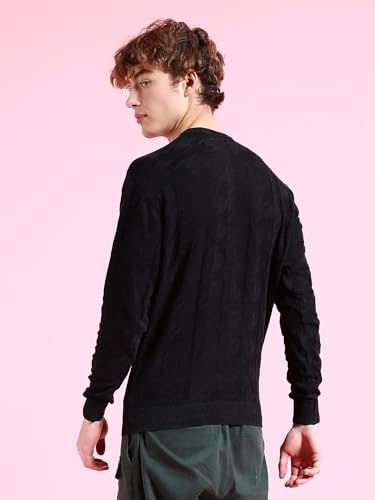 Image of The Indian Garage Co Men's Cotton Regular Fit Overdyed Crew Neck Sweater
