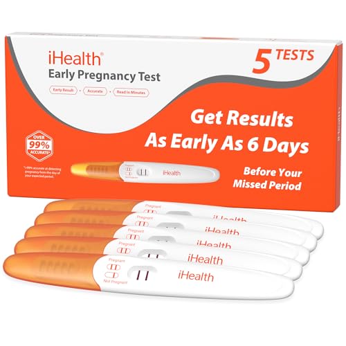 iHealth Pregnancy Test 5-Pack Value Kit - Ultra Sensitive Early Detection(10mIU/mL) - Over 99% Accurate Early Pregnancy Test - Multi-Pack Pruebas De Embarazo...
