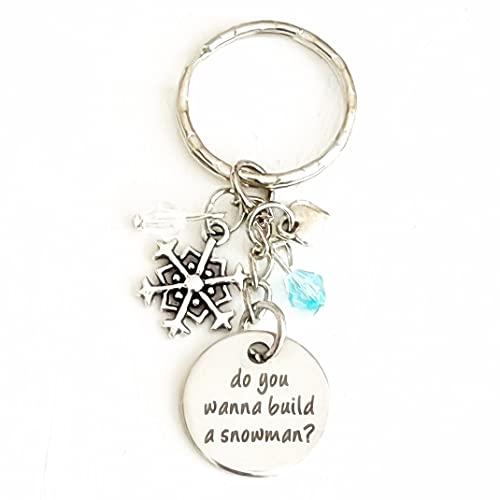 Hanalea Island Jewelry Co. Do You Wanna Build a Snowman Olaf, Anna and Elsa Frozen Silver Charm Keychain Accessories Gift for a Joyful Princess | Merchandise for Women