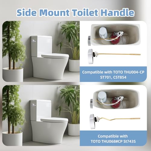 Hibbent Metal Side Mount Toilet Handle Replacement, Chrome - image 6