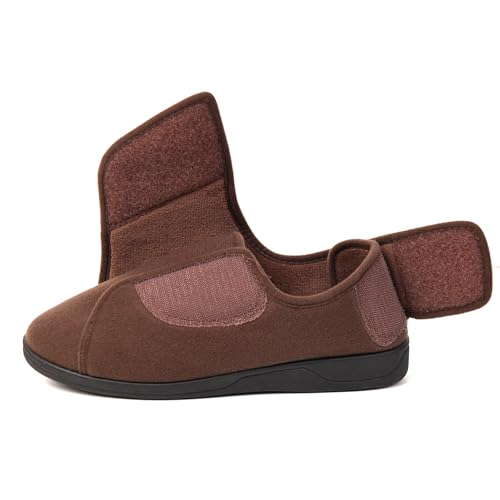 Mens Extra Wide Width Diabetic Slippers Memory Foam With Adjustable Soft Non-Slip Orthopedic House Shoes for Elderly Swollen Feet, Arthritis, Edema4