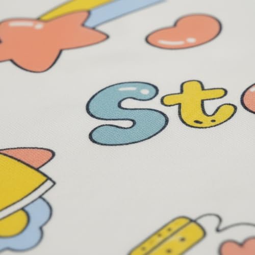 Image of Filymore Space Bedsheet Made with Microfiber Wrinkle Free Soft Hypoallergenic with Tc 240 | Cartoon Printed Double Bed Queen /King Size for Kids (90x90 Inches /Boys Girls Room)(Cream)