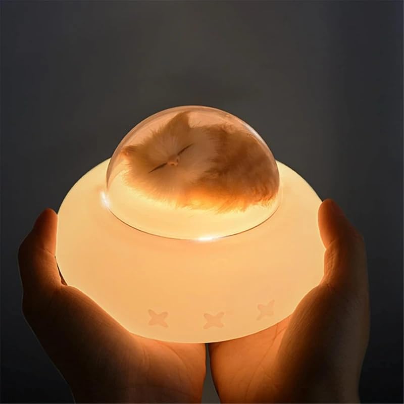 Image of Baby Kids Silicone Night Light | Cute Night Light Kids Pet Spaceship Bedside Lamp LED Colour Changing Light | Bedroom Table Desk Office Lamp (Cat Design, Pack of 1)