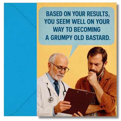 LimaLima Funny Birthday Cards for Men Rude Humour Grumpy Design Perfect for Husband Dad Male Friend