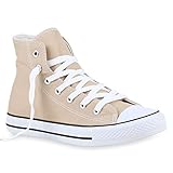  stiefelparadies Herren Sneakers Sneaker High Denim Turn Camouflage Stoff Schnürer Schuhe 122371 Creme 36 Flandell
