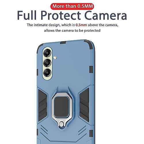 Image of Pikkme Back Cover for Samsung Galaxy A16 5G | 360 Protection Case | Ring Holder Stand D5 Tough Armor Bumper Case (Blue)