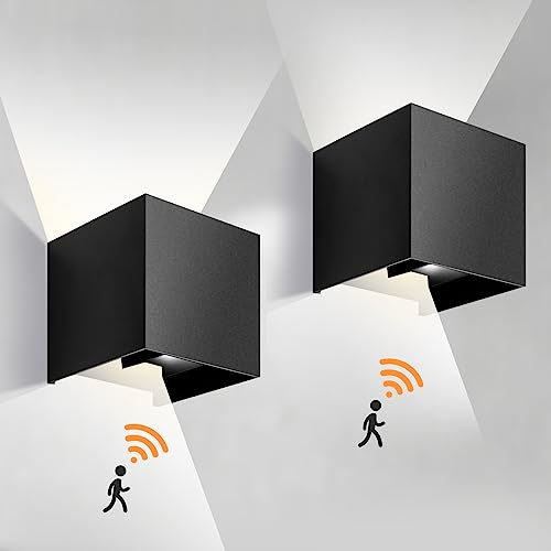RIIGOOG 2-Pack Outdoor Wall Lights, Modern Square Up and Down Lights...