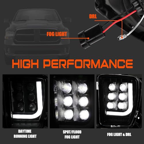 DRFG LED Fog Lights with Daytime Running Lights Compatible for Dodge Ram 1500 Pickup 2013 2014 2015 2016 2017 2018 Truck Fog Light Assembly Driving Fog lamps by DRFG - Image 2