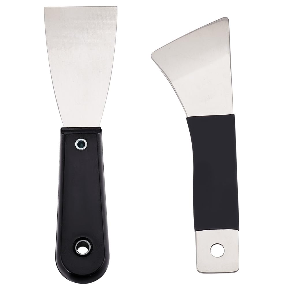 2Pcs 3D Printer Scrapers 3D Printer Removal Tool Kit Stainless Steel Scraper with Plastic Handle Printer Tool Sets for Easy Separation of Prints -2 Styles