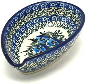 Polish Pottery Spoon Rest - Winter Viola