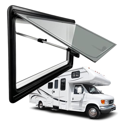 Dtyubfg 1100*550mm キャンピングカーの窓、ルーフウィンドウ、網戸&遮光カーテン付き アクリル二重窓 アルミフレーム 適用されます25-35mm壁厚対応 防虫 通気 防音 遮熱 モバイルハウス トレーラー対応,簡単な取り付け