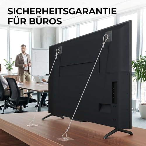 TV Kippsicherung, Kippsicherung Möbel, Sicherheitsvorrichtung für Familien mit Kindern und Haustieren, Verhindert Unfälle durch umkippende Fernseher, 2 Stück Set mit 8 Klebepads