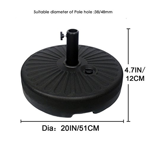SNAIL 20-inch 50 lbs Sand Fillable Plastic Market Patio Umbrella Base, Umbrella Weights Stand for 6' to 8' Table Umbrella, Black - Thumbnail 5