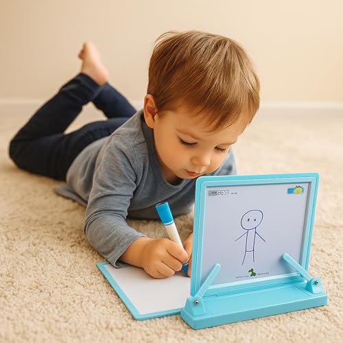 Image of WISHKEY Plastic 2 in 1 Multipurpose White Magnetic Drawing Board & Book Holder with Marker Pen, Writing Pad Educational, Learning Toy for Toddlers Boys and Girls (Pack of 1, Pink)