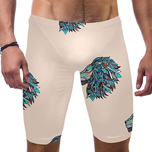 Short de bain pour homme motif tête de lion maillot de bain multicolore de plage S