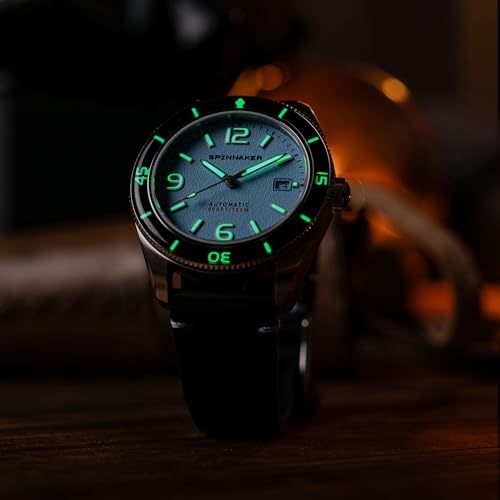 Image of Spinnaker Fleuss Men's Automatic Dive Watch - Miyota 8215 Movement, 43mm Stainless Steel Case, 150m Water Resistant, Leather Strap, SP-5055