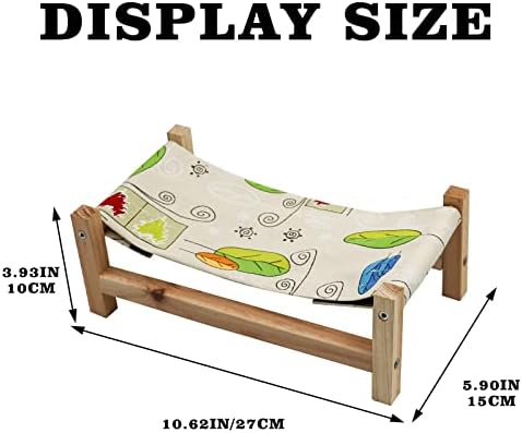 Dnoifne Reptile Hammock Swing Hanging Bed, Wooden Lizard Bed, Reptile Summer Bed for Bearded Dragon Leopard Gecko Lizard