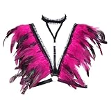 Genérico Gothic Federkragen für Damen, Federumhang, Schulterschrumpf für Erwachsene, Schal, Schulterumhang für Halloween und Cosplay, Hellrosa, One size