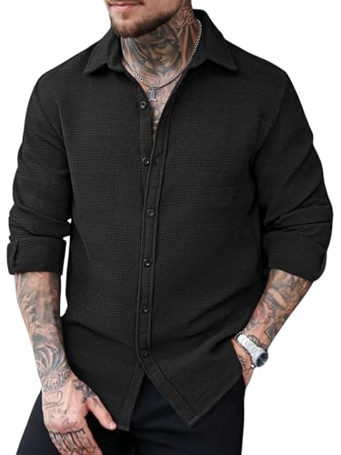 Image of GRECIILOOKS Casual Shirt for Men's | Full Sleeve Textured Shirts for Men | Regular Fit Wrinkle Free Premium Shirts for Man | Biker Streetwear Office Travel Dinner Style
