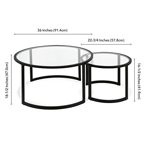 Henn&Hart CT0091 Mitera Round Nested Coffee Table In Blackened Bronze thumb #2