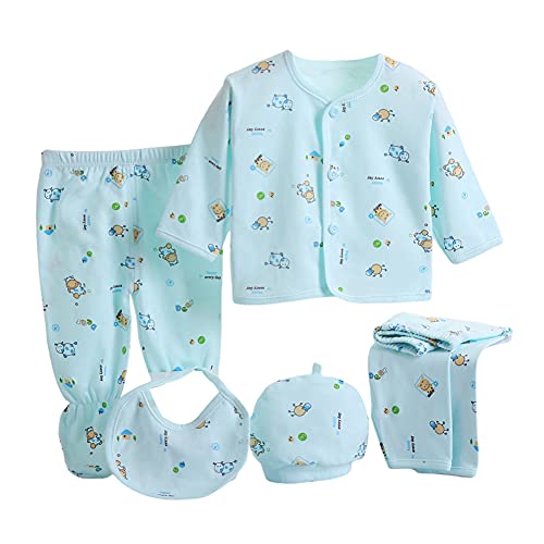 Hotfiary 5Pcs Cotton Newborn Outfit Baby Boys Girls Layette Gift Set Unisex Baby Clothing Set 0-3 Month Outfits